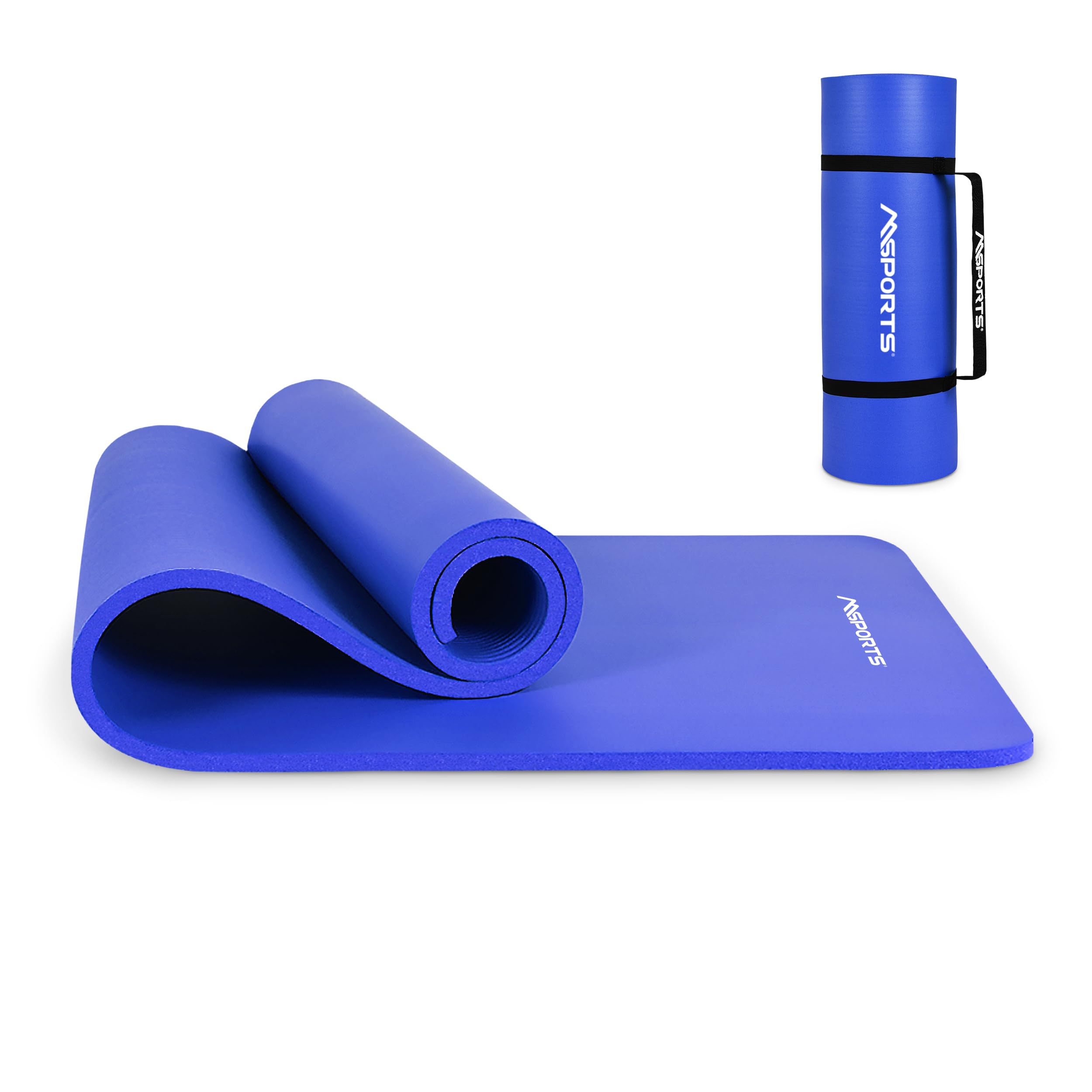 MSPORTS Gymnastikmatte Premium inkl. Tragegurt + Übungsposter + Workout App I Hautfreundliche Fitnessmatte 190 x 60 x 1,5 cm - Königsblau - Phthalatfreie Yogamatte