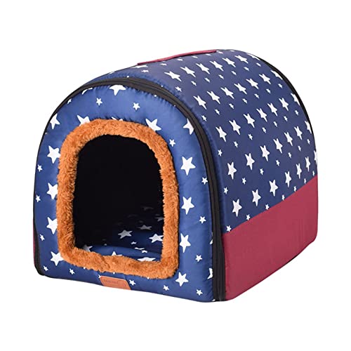2-in-1 tragbares Iglu-Hundehaus, abnehmbares, waschbares Hundebett mit Dach, groß, warm, faltbar, rutschfest, gemütlich, Hundebett, Schlafnest, Stil D, M