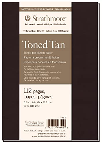 Strathmore 400 Recycled Toned Tan Skizzenbuch Softcover - P481-5-4, 56 Blatt, 14 x 20 cm, 89 g/m², Braun