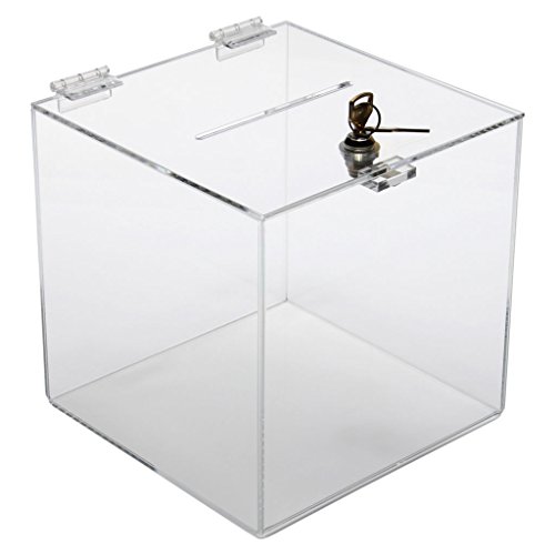 DELIGHT DISPLAYS® Spendenbox Losbox Sammelbox Eventbox mit Schloss 200x200x200mm aus Acryl