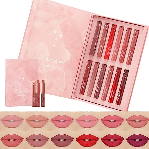 Lippenstift-Set, 12 Farben Lippenstift-Geschenkset, Langlebiger Lippenstift, langlebig, lange Haltbarkeit – hohe Farbwiedergabe, gute wasserfeste Wirkung für Party, Arbeitsplatz, Dating Pratvider