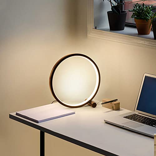 LZH FILTER Kreis Tischlampe, LED Warmes Licht Nachttisch Nachtlicht, mit Dimmbarem Touch Control, Ring Licht Design für Das Lesen Schlafzimmer und Büro