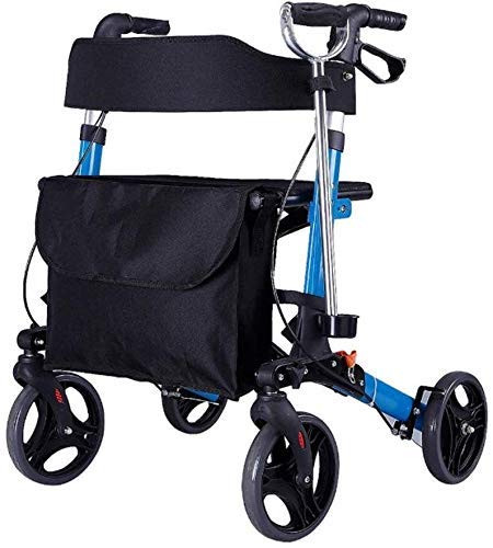 Einkaufsrollator für Senioren, leicht, Gehhilfe, Mobilitätswagen, Kinderwagen, Roller, faltbar, mit Tasche, 4 Räder für ältere Menschen, doppelter Komfort