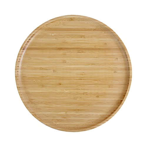 pandoo Wiederverwendbare Bambusteller | 100% Bambus Teller Set | Runde Holzteller Bamboo Plates | Set 4 x 30 cm