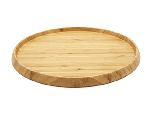 Bredemeijer rundes braunes Tablett Ø 35 cm aus Holz - großes Serviertablett für Getränke oder Flaschen