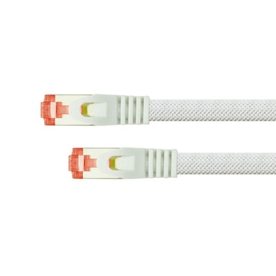 PYTHON Cat.6 RJ45 Ethernet LAN Patchkabel mit Rastnasenschutz und Nylongeflecht, S/FTP, PiMF, PVC, 250MHz, OFC, Gigabit-fähig (10/100/1000-Base-T Ethernet Netzwerke) - weiß, 20 m