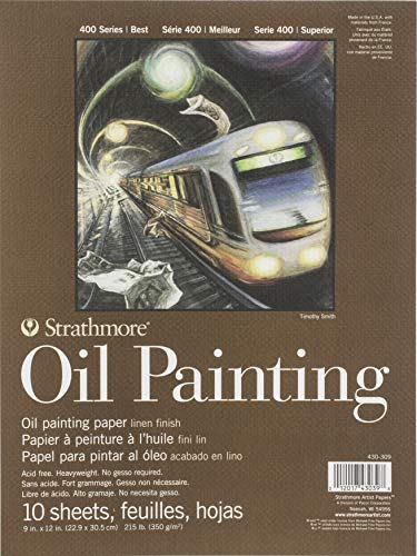 Strathmore (430-309) 400 Serie Ölmalerei-Block, Leinen, natürliches weiß, 9" x 12", 10
