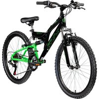 Galano FS180 24 Zoll Mountainbike Full Suspension Jugendfahrrad Fully MTB Kinder ab 8 Jahre Fahrrad (schwarz/grün, 37 cm)