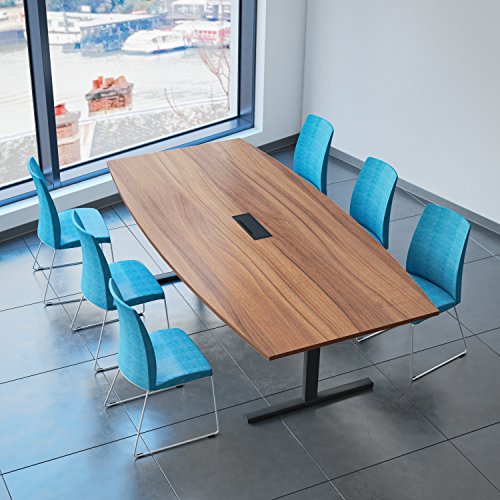 Weber Büro EASY Konferenztisch Bootsform 240x120 cm Nussbaum mit Elektrifizierung Besprechungstisch Tisch, Gestellfarbe:Anthrazit