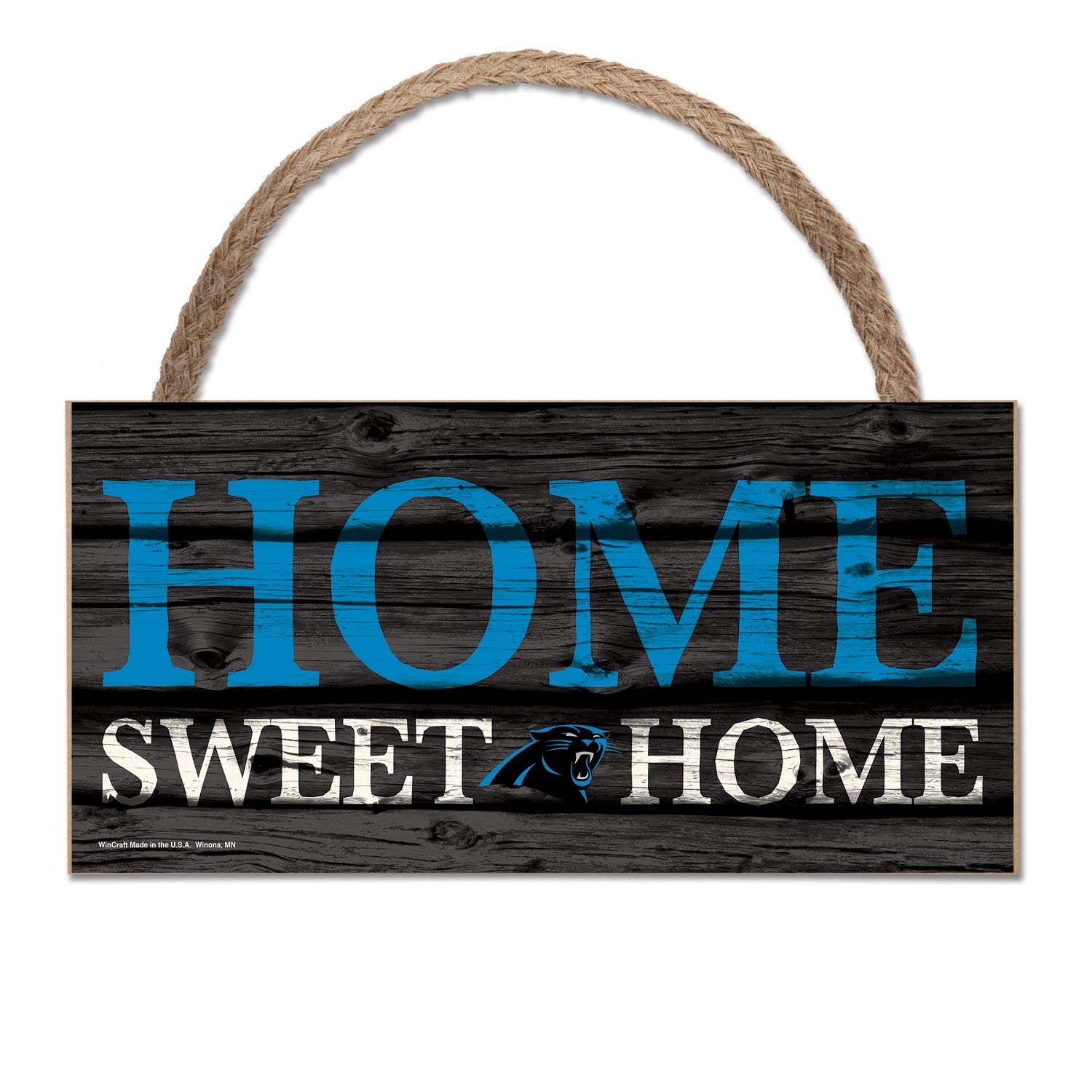 Wincraft NFL Schild aus Holz Carolina Panthers Holzschild Wood Slogan Home Sweet Home