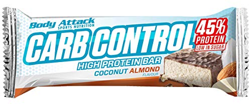 Body Attack Carb Control-Proteinriegel 10 x 100g Riegel 10er Pack Coconut Almond