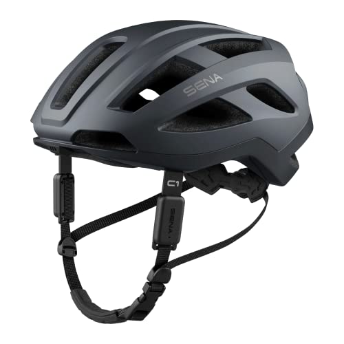 Sena Adult C1 Smart Helm mit Bluetooth Gegensprechanlage und Smartphone-Konnektivität für Musik, GPS und Telefonanrufe, Matt Grau, M