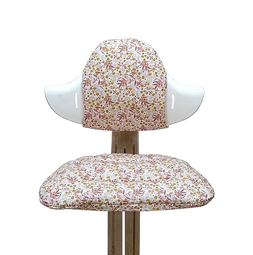 Blausberg Baby - BESCHICHTET - Sitzkissen Set für Nomi Hochstuhl von Evomove - Blumenwiese Rosa Beige