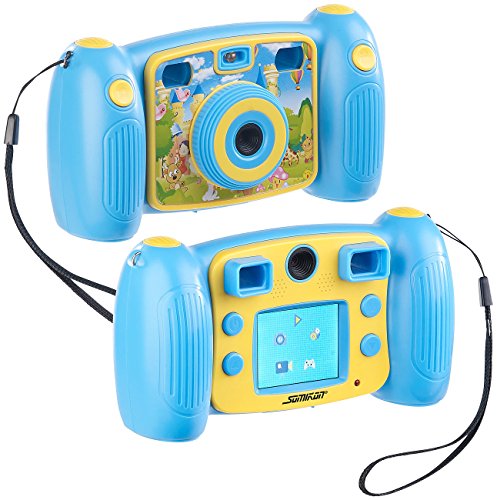 Somikon Fotoapparat: Kinder-Full-HD-Digitalkamera, 2. Objektiv für Selfies & 2 Sucher, blau (Kamera für Kinder)