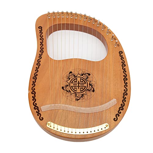 Lyra Harp, 16-saitige Harfe Tragbares Holz-Lyra Harp Mahagoni Holz Saiteninstrument mit Tragetasche, Stimmschlüssel, spezielles konkaves Design für Anfänger Instrumentenliebhaber
