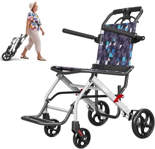 Rollstuhl Faltbar Leichter Transportrollstuhl, Faltbarer Tragbarer Boarding-Reiserollstuhl Mit Handbremse, Trolleys Für Ältere Menschen, Rollstühle Für Erwachsene