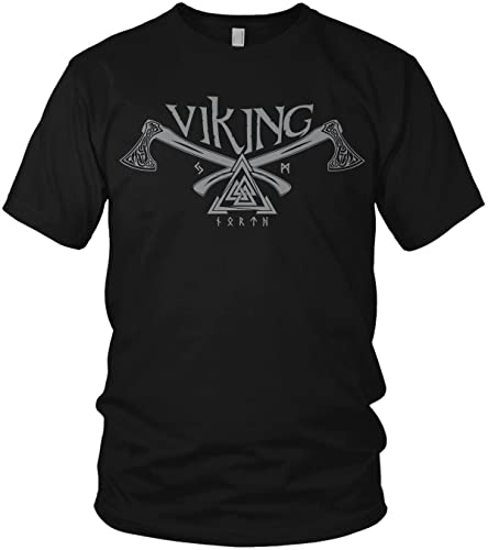 North - Valknut Wotansknoten Wikingeraxt Axt Runen Wikinger Walhalla Vikings Odin Thor - Herren T-Shirt und Männer Tshirt, Größe:3XL, Farbe:Weiß
