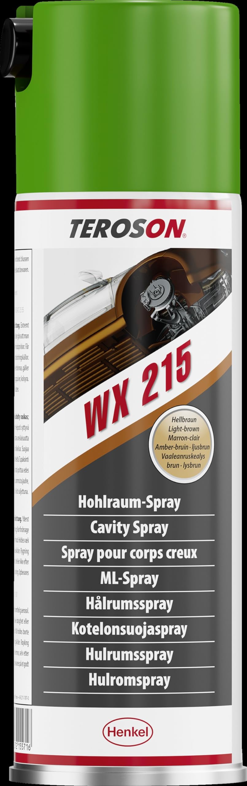 TEROSON WX 215, Korrosionsschutzmittel für die Hohlraumversiegelung, Rostschutz Spray mit hoher Temperaturbeständigkeit, Wachs Spray für die Karosseriereparatur, 1x500ml