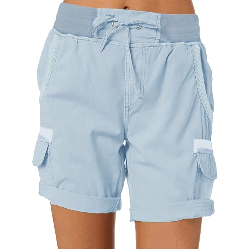 DAGMARA Attreasure Freizeit-Shorts für Damen, Frühlings-Wander-Outdoor-Lounge-Shorts, lässige lockere Damen-Shorts mit hoher Taille (F,XL)