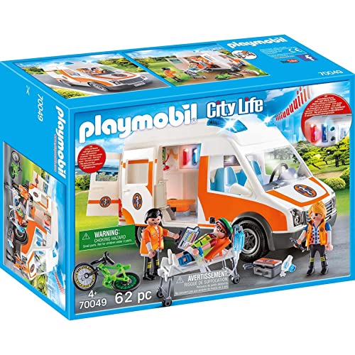 Playmobil Konstruktions-Spielset "Rettungswagen mit Licht und Sound (70049) City Life"