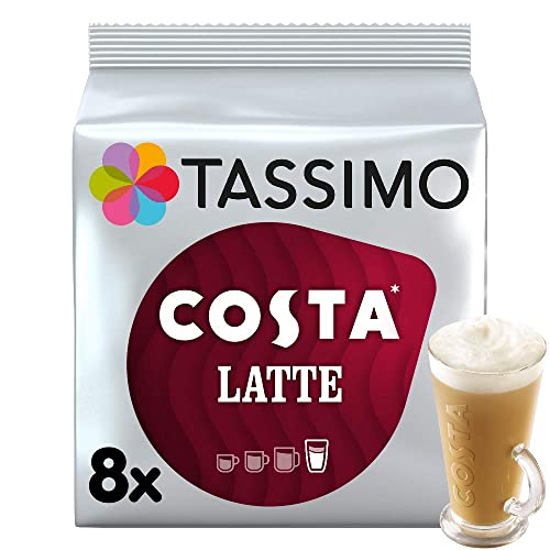 Tassimo Costa Latte Coffee Pods (Pack of 5, Total 80 pods, 40 servings)