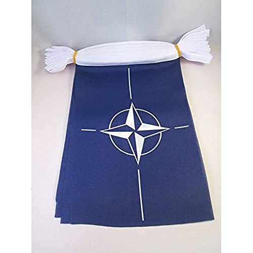 AZ FLAG FAHNENKETTE NATO 12 Meter mit 20 flaggen 45x30cm- OTAN Girlande Flaggenkette 30 x 45 cm