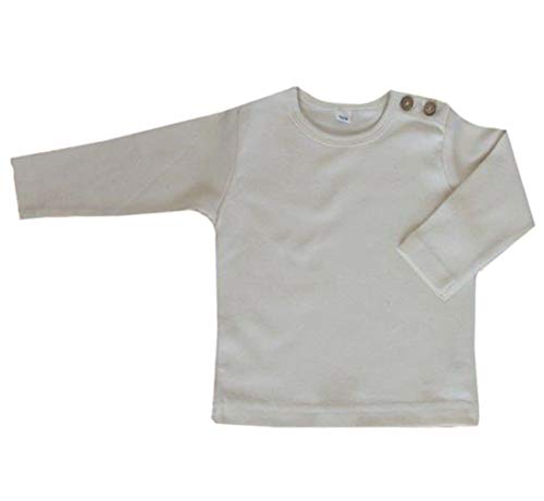 Baby Kinder Langarmshirt Bio-Baumwolle T-Shirt Shirt Jungen Mädchen Natur (86-92, Natur)