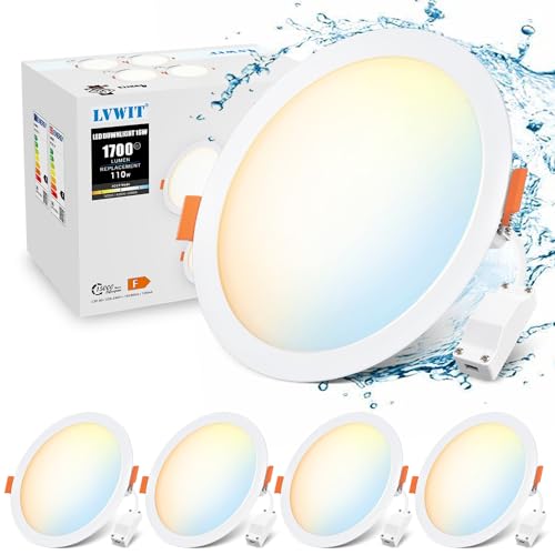 LVWIT LED Deckenspots Flach 230V, 16W 1700lm LED Einbaustrahler Ultra Flach Deckenstrahler, Warmweiß 3000K Neutralweiß 4000K Kaltweiß 6500K LED Spots für Badezimmer Wohnzimmer, 48mm, 4er Set