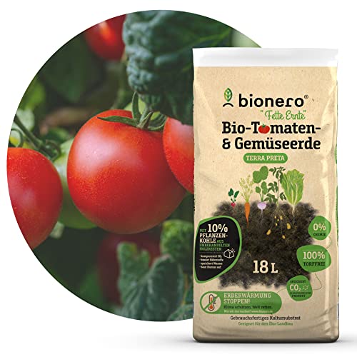 bionero® Bio-Tomaten-& Gemüseerde Fette Ernte 18 l Tomatenerde, torffrei, Gewächshauserde für Gemüsebeet