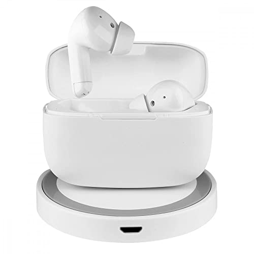 Fontastic „Jive“ Mini Bluetooth-Kopfhörer kabellos, Ear-Buds für Sport, Kabelloses Headset mit Mikrofon, Wireless Headphones inkl. Lade-Etui und drahtlosem Ladepad, In-Ear Ohrhörer Weiß
