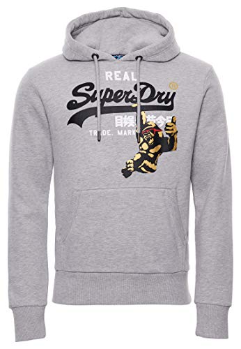 Superdry Mens VL NYC Photo Hood Sweater, Grey Marl, L