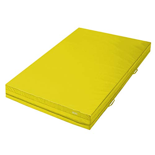 ALPIDEX Weichbodenmatte Matte Turnmatte Fallschutz 200 x 100 x 20 cm mit Anti-Rutschboden und Tragegriffen, Farbe:gelb