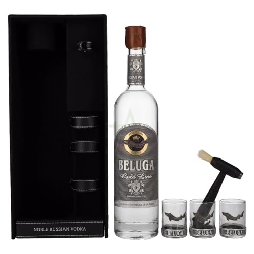 Beluga Gold Line Noble Russian Vodka in Lederoptik mit 3 Shotgläser 40,00% 0,70 Liter