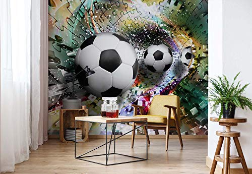Farbenfroher Puzzel Fußball - Wallsticker Warehouse - Fototapete - Tapete - Fotomural - Mural Wandbild - (3381WM) - XL - 208cm x 146cm - VLIES (EasyInstall) - 2 Pieces