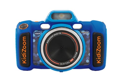 VTech KidiZoom Duo FX, Kinderkamera mit Farbbildschirm, 8 MP, Fotos, Selfies & Videos, AR-Filter, 20 Spiele, 75 Foto- und Videoeffekte, Filter & Rahmen, für Säuglinge ab 3, 4, 5, 6, 7 Jahren, Blau