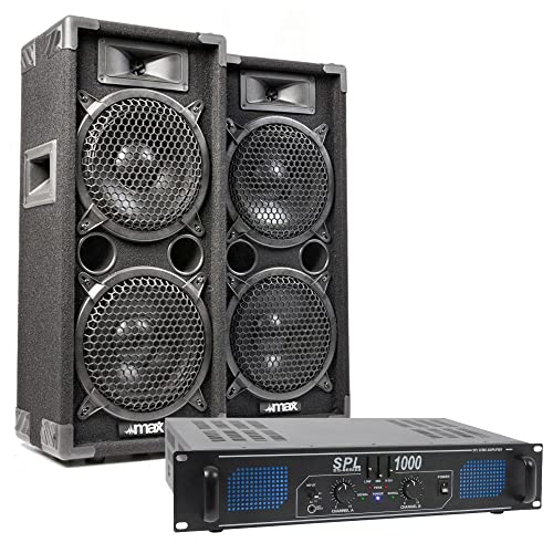 MAX Komplettes 1000-W-Lautsprecherset MAX28 mit Verstärker