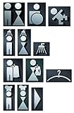 PHOS Edelstahl Design, P0501, WC Schild: Piktogramm Rollstuhlfahrer, Edelstahl gebürstet, 11 x 7 cm, selbstklebend, 100% Made in Germany, behindertengerecht, Rollstuhl, Türsymbol