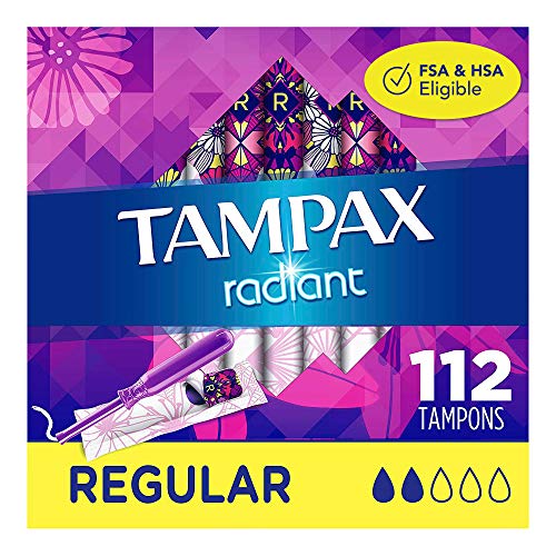 Tampax Radiant Kunststoff-Tampons, normale Saugfähigkeit, 112 Stück, geruchlos (28 Stück, insgesamt 112 Stück)