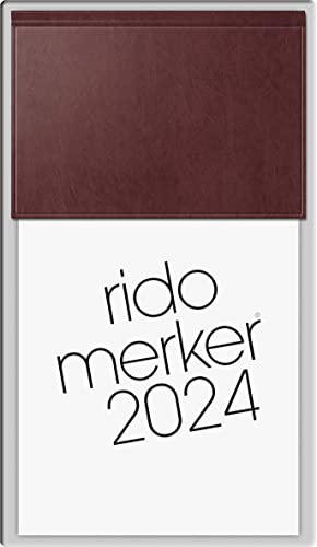 Rido Tischkalender Merker 10,8x20,1cm PP dunkelrot 2024