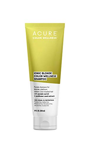 ACURE Ionic Blonde Color Wellness Purple Shampoo | 100% vegan | leistungsorientierte Haarpflege | lila Karotten & Sonnenblumenkernextrakt – für blondes / platinfarbenes, Ombré-farbbehandeltes Haar | 225 ml