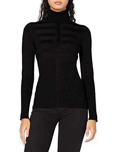 Morgan Damen Pull Manche Longue Col Roulé Lurex Mentosa Pullover, Noir, Ts