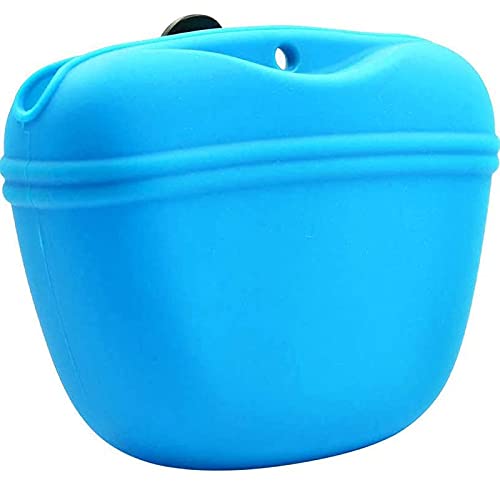 Baodaner Leckerli-Tasche für Leckerlis, aus Silikon, für Hundetraining, tragbar, mit Magnetverschluss, Taillenclip (3 Stück, blau)