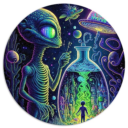 Puzzle | Jigsaws 1000 Pieces for Adults Alien Monster Round Jigsaw Puzzle Gift Cardboard Puzzle 26.5x26.5inch