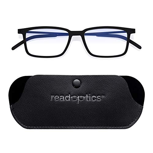 Read Optics Anti Blue Light Computer Screen Glasses Blue Block + UV Filter + Anti-Glare Protection for PC, Phone, Xbox/PS4 Gaming. Reduce Eye Strain, Fatigue. Flat Fold Ultra Thin Frame in Slim Pouch