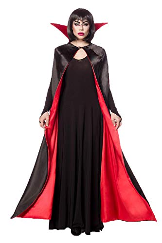 Mask Paradise Damen Halloween dunkle Feen Teufel Kostüm aus Cape, Kleid, Kragen, Vampier-Kostüm in schwarz/rot OneSize 2XL-3XL