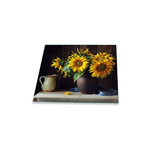 Herdabdeckplatte Ceranfeld 1 teilig 60x52 Sonnenblume Gelb Kochplatten Glas Deko