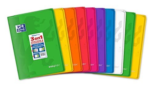 Oxford EasyBook 10 Hefte, A4, 21 x 29, 7 cm, 96 Seiten, kariert, 90 g, verschiedene Farben