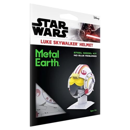 Fascinations MMS318 Metal Earth Metallbausätze - Star Wars Helm Luke Skywalker, lasergeschnittener 3D-Konstruktionsbausatz, 3D Metall Puzzle, DIY Modellbausatz mit 2 Metallplatinen, ab 14 Jahre