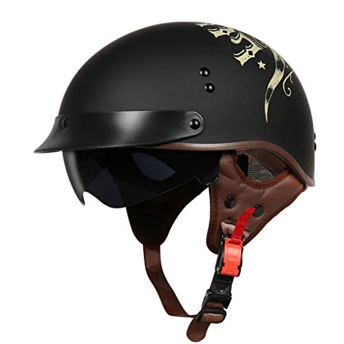 GAOZ Brain-Cap · Jet Helm, Motorrad-Helm, Halbhelme, Roller-Helm, Scooter-Helm, Mofa-Helm Retro Motorrad Schutzhelm Half Helm mit Visier für Cruiser Chopper Biker Halbschale, 55-63CM