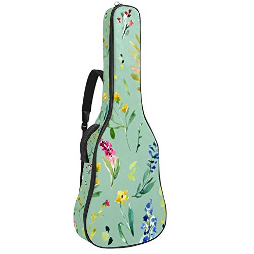 Gitarren-Gigbag, wasserdicht, Reißverschluss, weich, für Bass, Akustik- und klassische Folk-E-Gitarre, Botanical Painted
